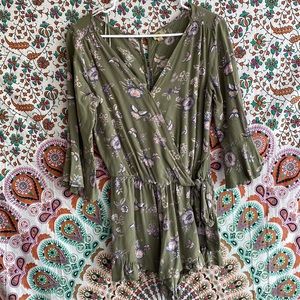 True Craft green floral romper